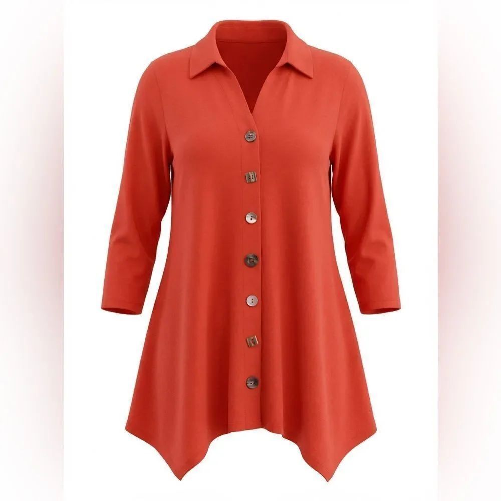 SOFT SURROUNDINGS WOMENS RED BLOUSE SIZE L